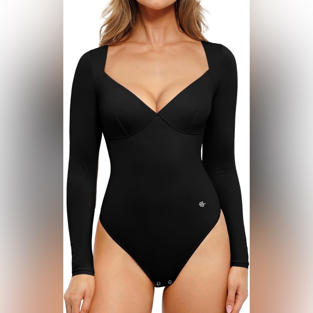 Long Sleeve Black Shapewear Bodysuit - Sleek Support